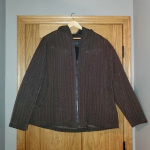 Braetan Hooded Brown Coat. 1X.